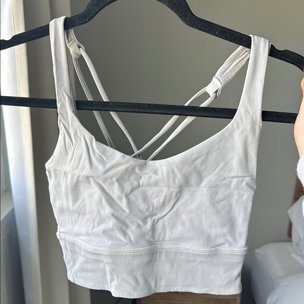White Ribbed Women's Sports Bra